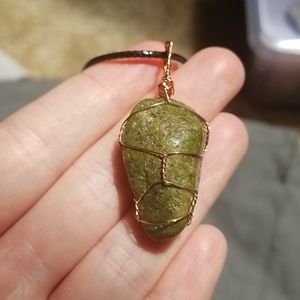 Green Jasper Copper Wire Wrapped necklace